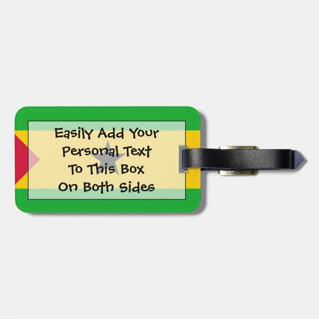 Étiquette À Bagage Drapeau Sao Tomé-et-Principe Easy ID personnel (Dos horizontal)