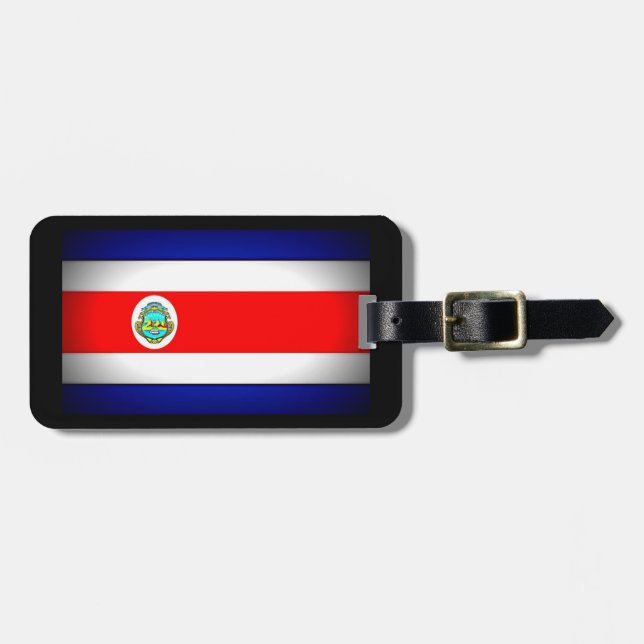 Étiquette À Bagage Drapeau stylisé du Costa Rica (Devant horizontal)