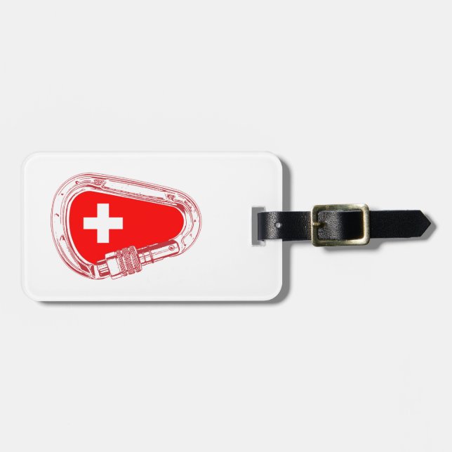 Étiquette À Bagage Drapeau Suisse Escalade carabiner (Devant horizontal)