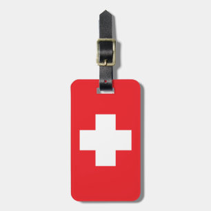 Étiquette À Bagage Drapeau suisse simple rouge