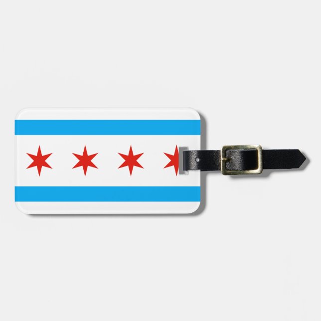 Étiquette À Bagage Drapeau traditionnel de Chicago (Devant horizontal)