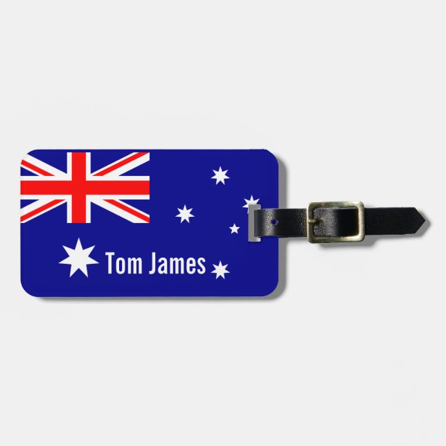 Étiquette À Bagage Drapeau Très Cool De L'Australie Avec Monogramme (Devant horizontal)