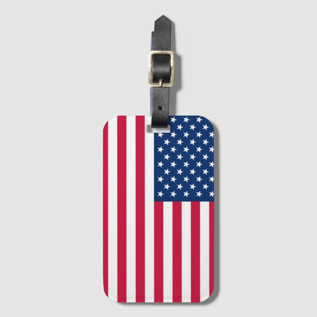 Étiquette À Bagage Drapeau USA - Balise Patriotique (Devant Vertical)