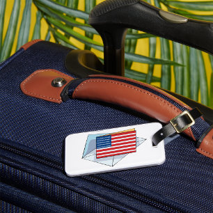 Étiquette À Bagage Drapeau USA Sur Carte
