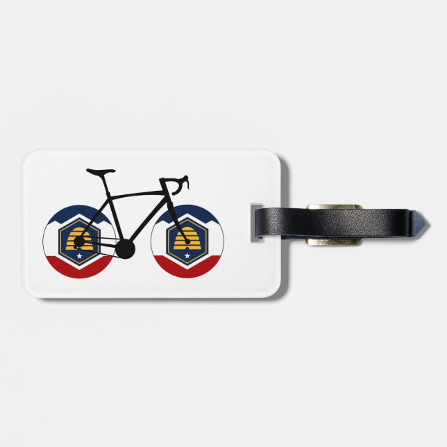 Étiquette À Bagage Drapeau Utah Cyclisme (Dos horizontal)