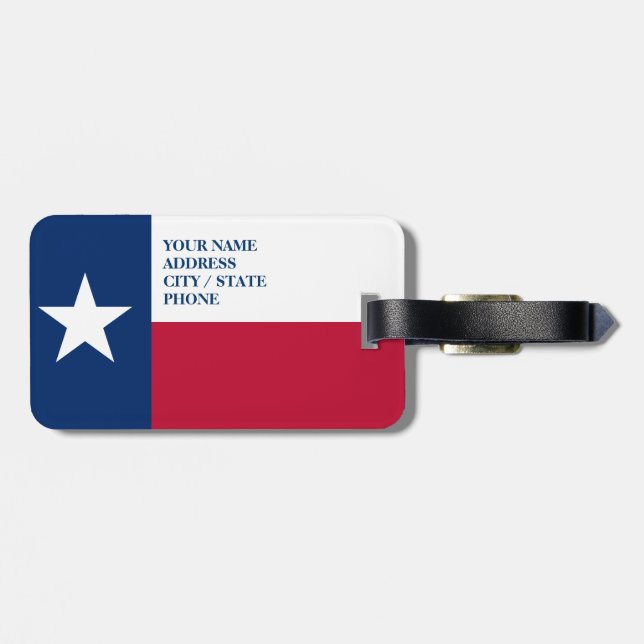 Étiquette À Bagage Drapeaux texans pour bagages et valises (Dos horizontal)