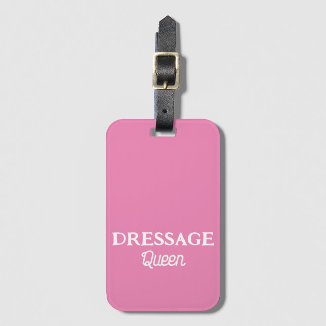 Étiquette À Bagage Dressage Queen rose rétro Script équestre (Devant Vertical)