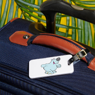 Étiquette À Bagage Drôle Carton Polaire Ours Bleu Maigre Caractère Bl