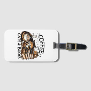 Étiquette À Bagage Drôle Cute Coffee Cats Livres Lover Idea Cadeau Fe