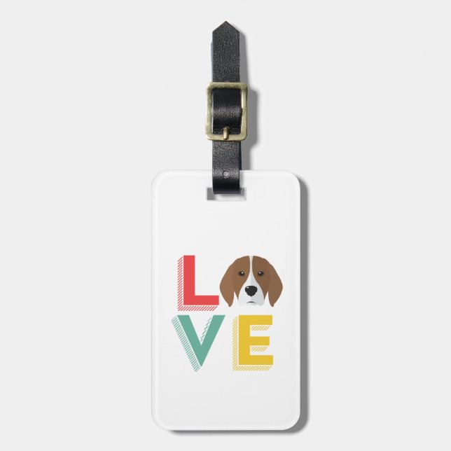 Étiquette À Bagage Drôle J'Aime Beagle J'Aime Mon Coeur Chien Puppy A (Devant Vertical)