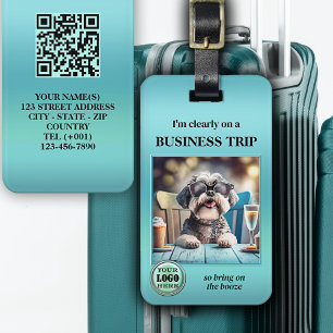 Étiquette À Bagage Drôle Photo Code QR Logo Voyage d'affaires