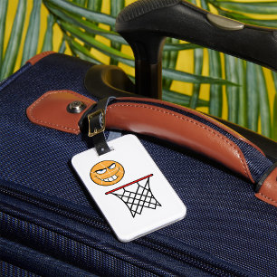 Étiquette À Bagage Drôle souriant Basketball visage Dunking