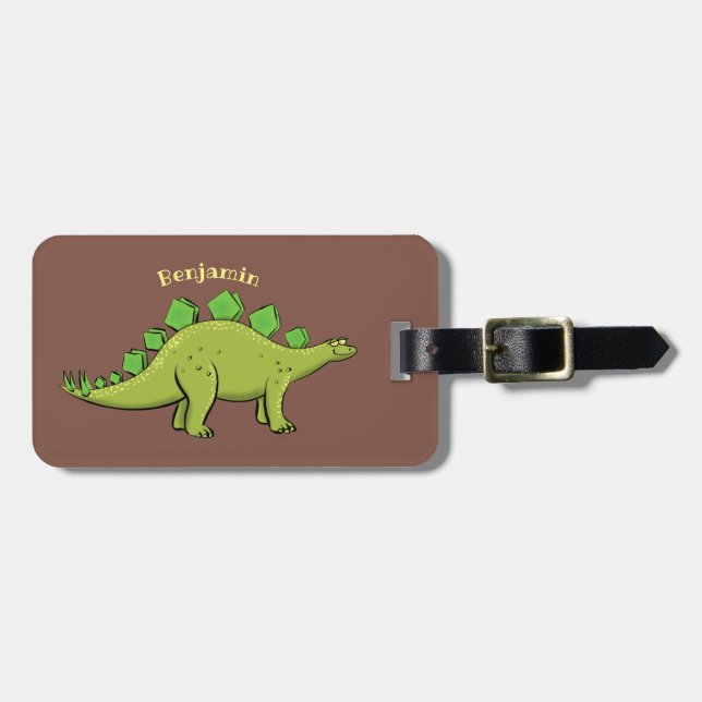 Étiquette À Bagage Drôle stegosaurus dinosaure dessin animé (Devant horizontal)