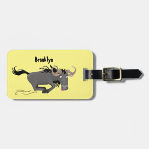 Étiquette À Bagage Drôle wildebeest tourner dessin animé illustration
