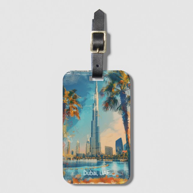 Étiquette À Bagage Dubaï Émirats Arabes Unis Burj Khalifa (Devant Vertical)