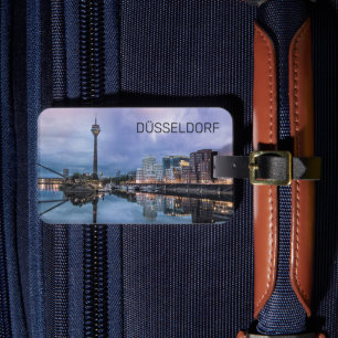 Étiquette À Bagage Dusseldorf Skyline Allemagne Holiday Sunset Souven