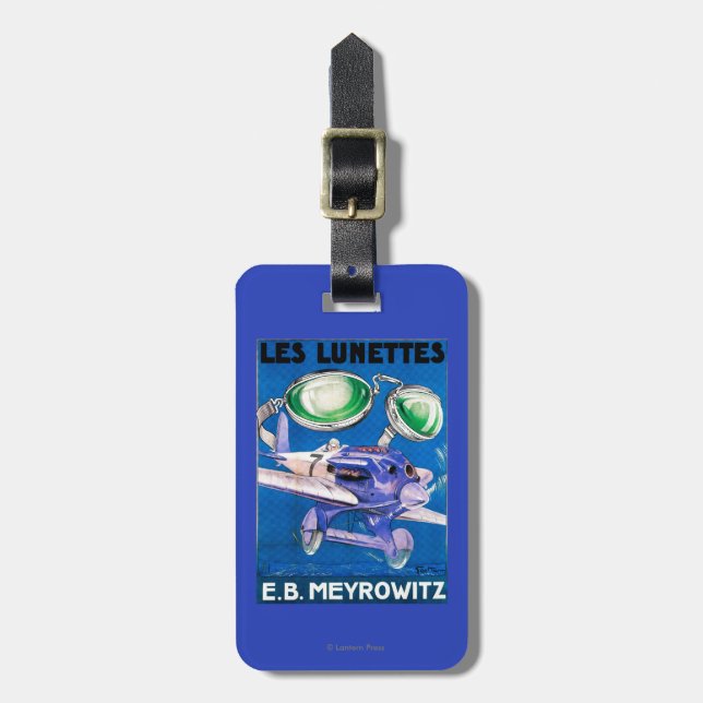 Étiquette À Bagage E.B. Publicité de lunettes de vol de Meyrowitz (Devant Vertical)