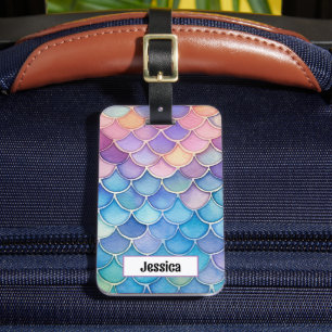 Étiquette À Bagage Echelle de sirène Pastel tendance