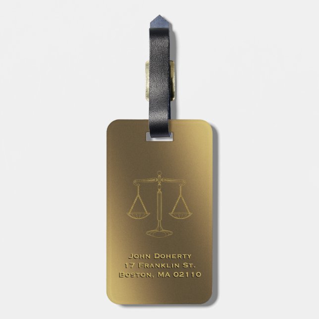 Étiquette À Bagage Échelles d'avocat de la justice | (Dos Vertical)