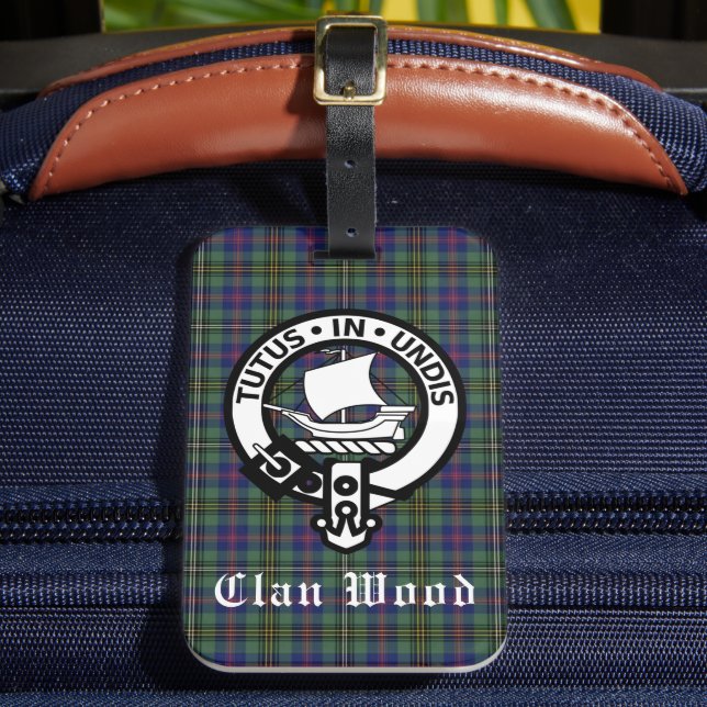 Étiquette À Bagage Ecosse Clan Wood Crest & Tartan (Insitu Rectoal 2)