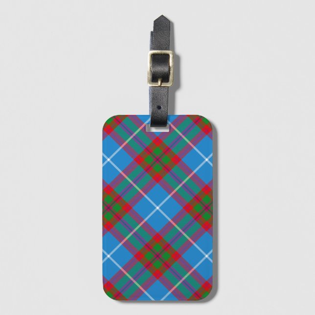 Étiquette À Bagage Édimbourg Ville Tartan Plaid Blue Red Purple Lugga (Devant Vertical)