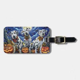 Étiquette À Bagage Éffrayant d'Halloween dalmate
