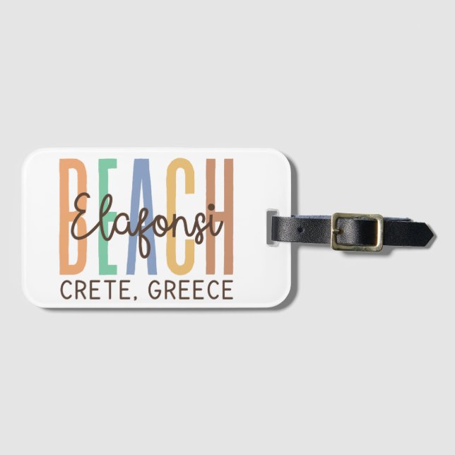 Étiquette À Bagage Elafonsi Beach Crète Grèce (Sables) (Devant Horizontal)
