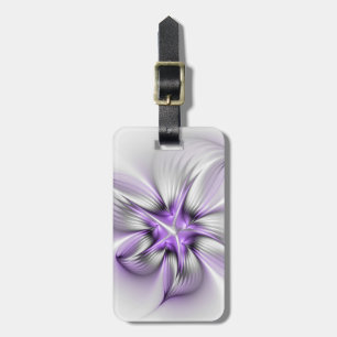 Étiquette À Bagage Élégance florale Art fractal violet abstrait moder