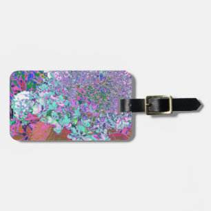 Étiquette À Bagage Elegant Aqua et Purple Limelight Hydrangea Détail