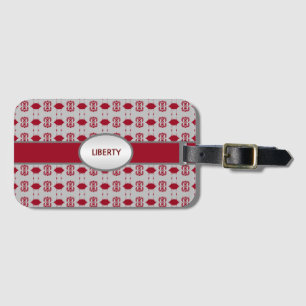 Étiquette À Bagage Elégant Beau Argent et Bourgogne