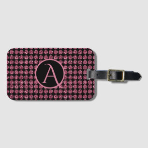 Étiquette À Bagage Élégant bijou de diamant rose étincelant Monogramm