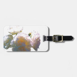 Étiquette À Bagage Elégant blanc pêche orange roses