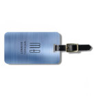 Élégant Bleu Brossé Métal Monogramme