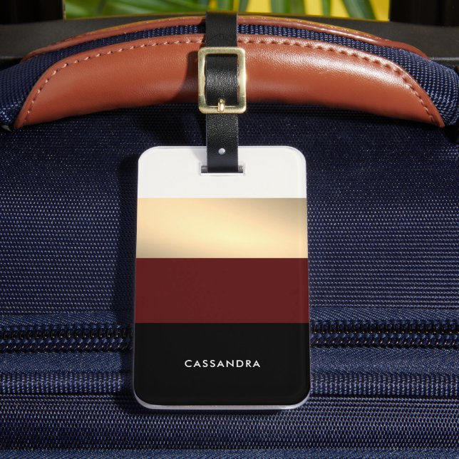 Étiquette À Bagage Elégant Burgundy Black Gold Personnalisé (Insitu Rectoal 2)