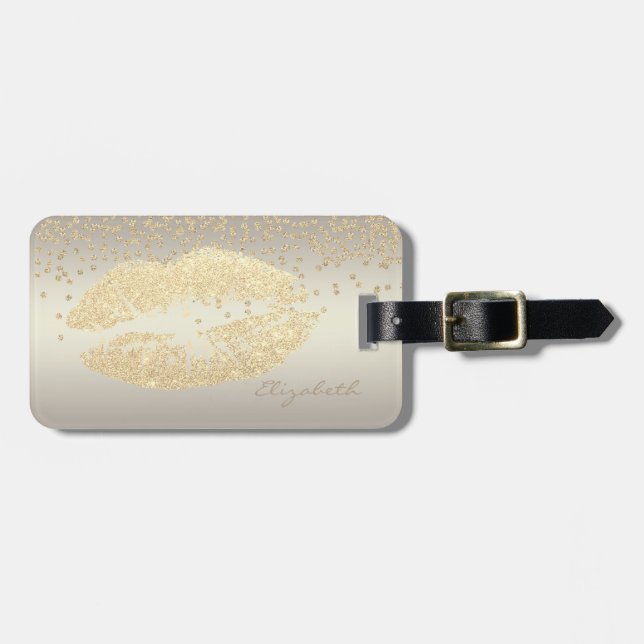 Étiquette À Bagage Élégant Chic Élégant - Confetty Foil brillant, Lèv (Devant horizontal)