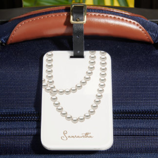 Étiquette À Bagage Elégant collier Pearl blanc