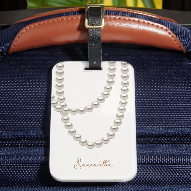 Étiquette À Bagage Elégant collier Pearl blanc (Insitu Rectoal 2)