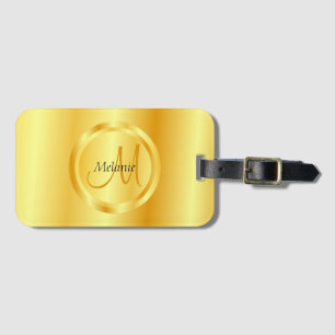 Étiquette À Bagage Elégant Faux Gold Moderne Monogramme Modèle