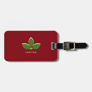 Étiquette À Bagage Elégant Feuille de la baie sur le rouge Bourgogne