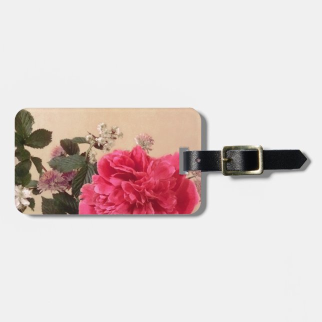 Étiquette À Bagage Élégant floral (Devant horizontal)