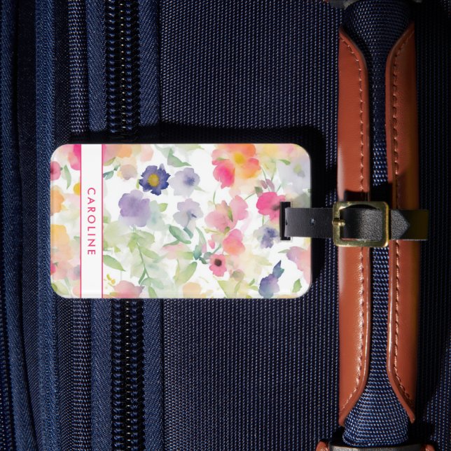 Étiquette À Bagage Élégant floral chic élégant fille bagage étiquette (Insitu Rectoal 4)