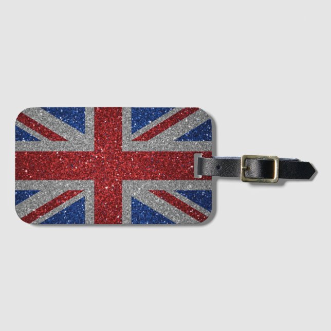 Étiquette À Bagage Elegant glitter Patriotic U.K. flag (Devant Horizontal)