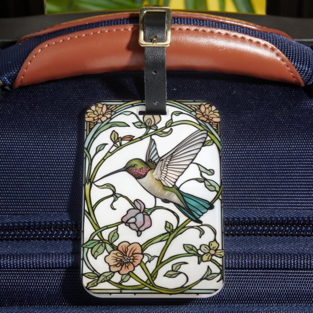 Étiquette À Bagage Elegant hummingbird artwork botanical boho chic (Insitu Rectoal 2)
