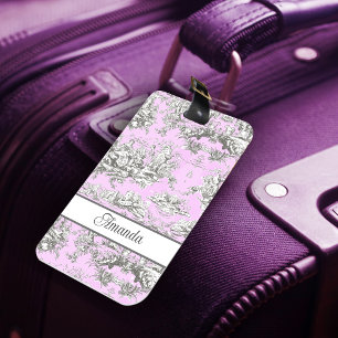 Étiquette À Bagage Elégant lac vintage rose fleuri toile de jouy