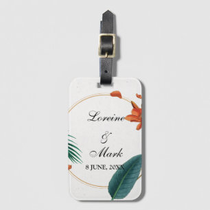 Étiquette À Bagage Élégant Mariage floral tropical