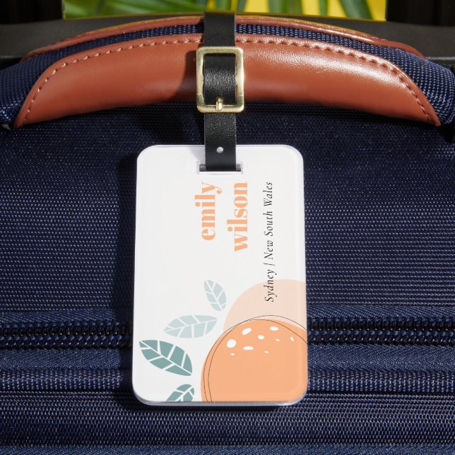 Étiquette À Bagage Elégant Mignonne Orange Abstrait Gras Citrus Fruit (Insitu Rectoal 2)