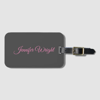 Étiquette À Bagage Élégant minimaliste unique moderne gris clair rose