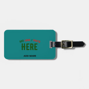 ÉTIQUETTE À BAGAGE ÉLÉGANT MODERNE PERSONNALISÉ TURQUOISE VERT VÉRIFI
