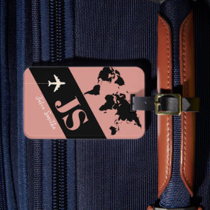 Étiquette À Bagage Élégant & Moderne Voyage Aérien Rose Poussiéreux