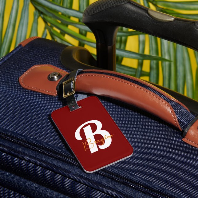 Étiquette À Bagage Élégant Monogramme Accessoire de voyage élégant - (Insitu Rectoal 1)